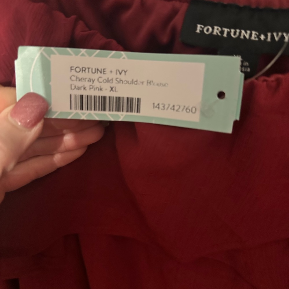 Red Women's Ruffle Blouse - Picture 4 of 7